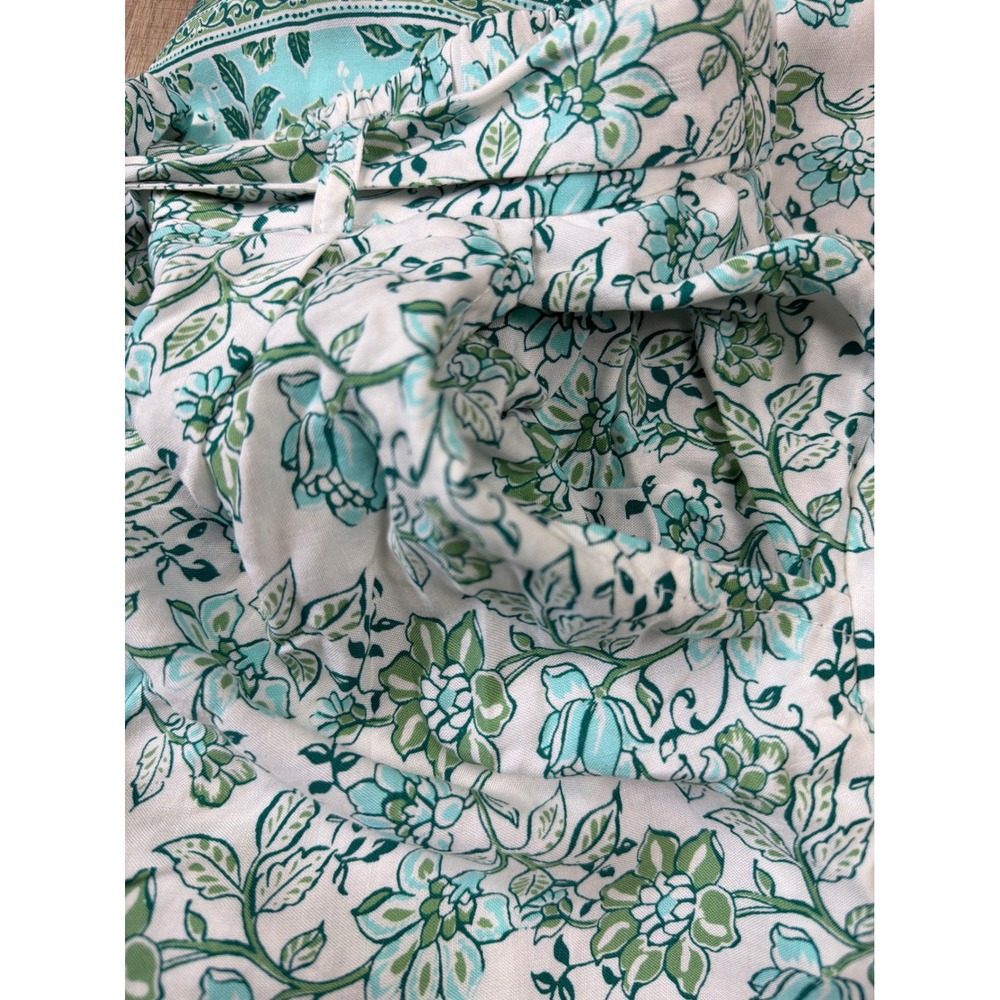 Blue Rain Francescas Floral Wide Leg Pants Green Teal Boho Rayon WS30997 Small - Picture 7 of 8